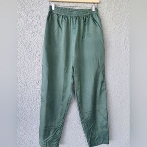 Out Brook Pull On Silk Pants Green Pockets Vintage Women's XL
